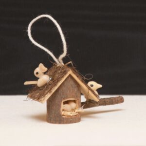 Vogelhaus mit Vögel, Höhe 3 cm