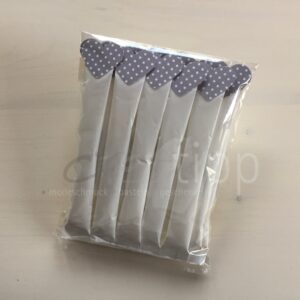 Zuckersticks mit Herz mit kleinen Punkten - Herz grau-weiss