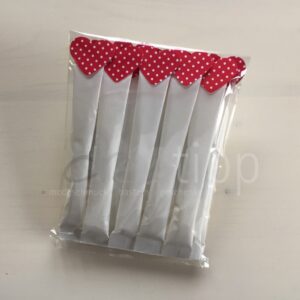 Zuckersticks mit Herz mit kleinen Punkten - Herz rot-weiss
