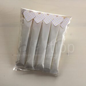 Zuckersticks mit Herz mit kleinen Punkten - Herz weiss-gelb