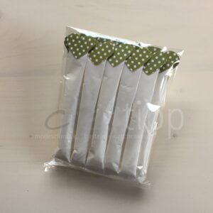 Zuckersticks mit Herz mit mittelgrossen Punkten - Herz olive