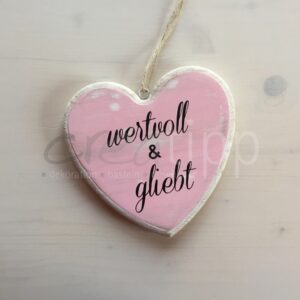 Herz klein rosa "wertvoll & gliebt"