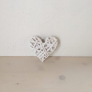 Rattanherz weiss, 10 cm