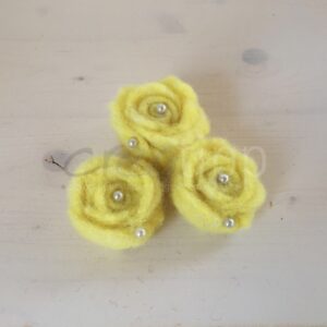 Filzrose gelb 3er-Set, ca.5.5 cm