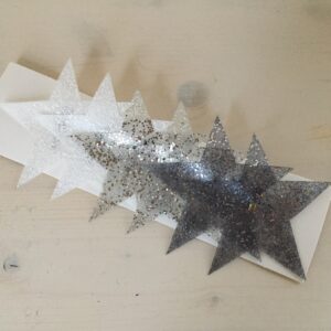 Stern mit Clip 8.5 cm, silber-weiss