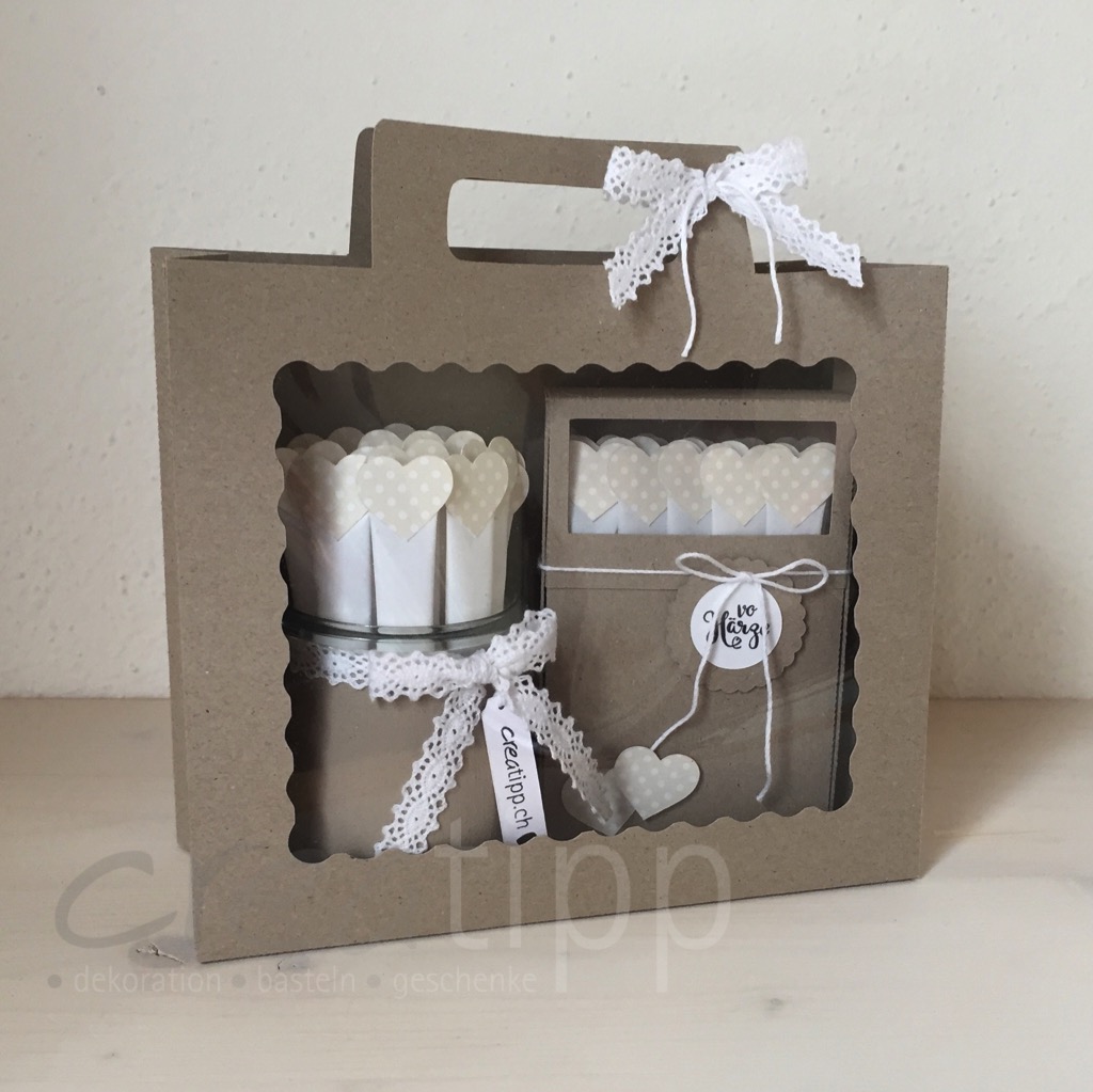 Zuckersticks-Set-Tasche Kraftpapier (Gläsli taupe, Böxli Kraftpapier)