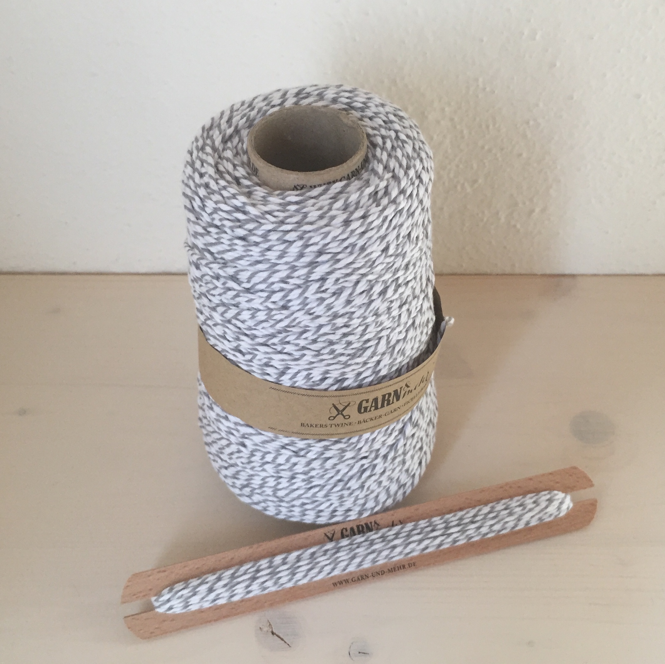 Bäckergarn 2 mm, steingrau-weiss