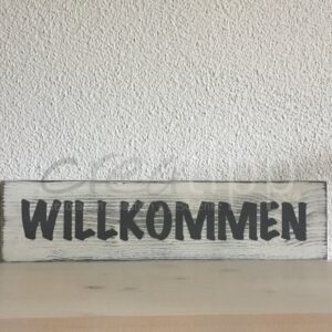 Willkommen quer, weiss/grau