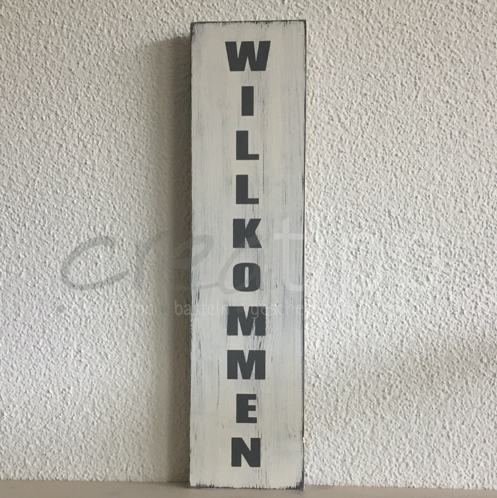 Willkommen hoch 2, weiss/grau