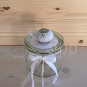 Tulpenform mittel (370 ml) mit Shabby-chic-Knopf weiss