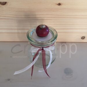 Tulpenform klein (220 ml) mit Shabby-chic-Knopf dunkelrot
