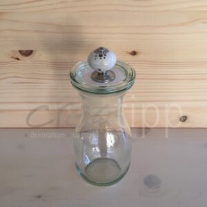 Saftflasche (290 ml) mit Shabby-chic-Knopf weiss