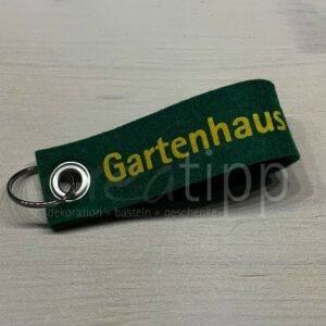 Schlüsselanhänger "Gartenhaus", dunkelgrün