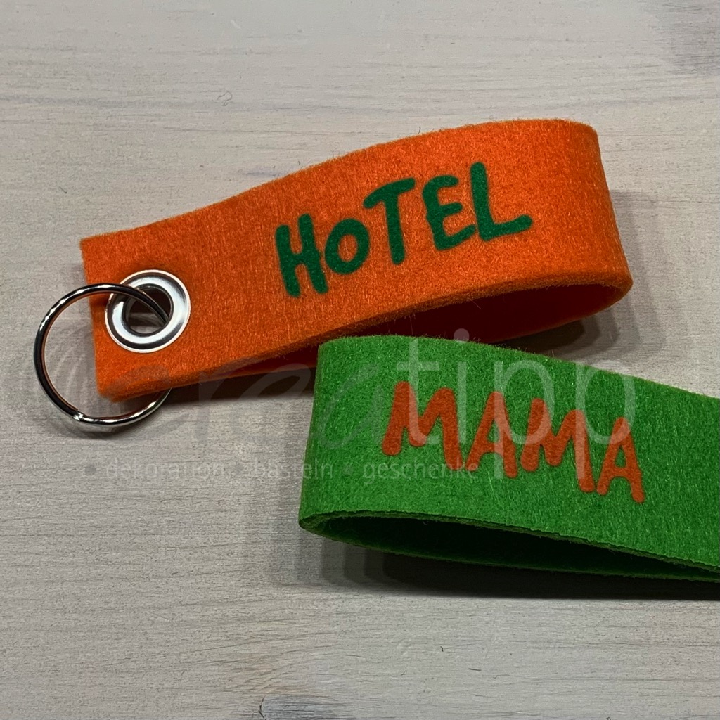 Schlüsselanhänger "Hotel Mama", orange